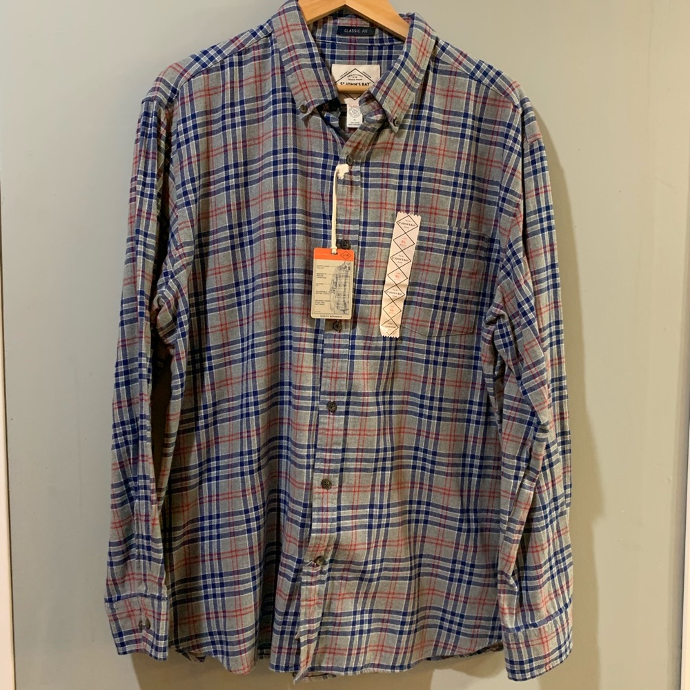 Classic Plaid Button-Down Shirt - Blue & Gray